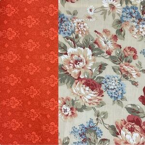 Vintage 80s floral geometric cotton fabric lot 2 styles